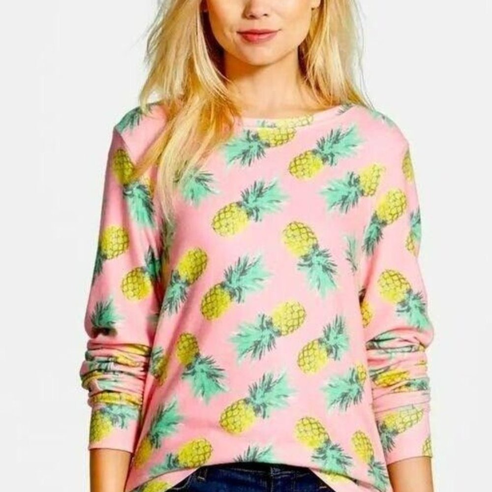 WILDFOX Pineapple Palace Pink Sweatshirt Size Medium NWoT